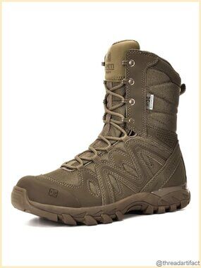 Waterproof Tactical Boots Leather and Fabric Ankle-High Cap-Toe Combat Boots